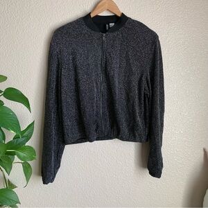 Divided H&M Women’s cropped jacket metallic threaded sz 10